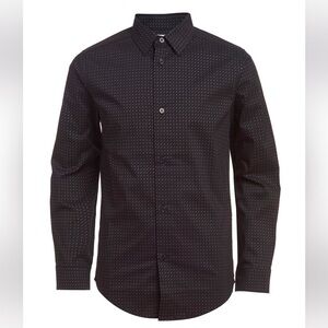 Calvin Klein Kids Metallic Black Patterned Button Down Shirt NEW, Boys Sz 18